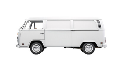 a white van with black wheels