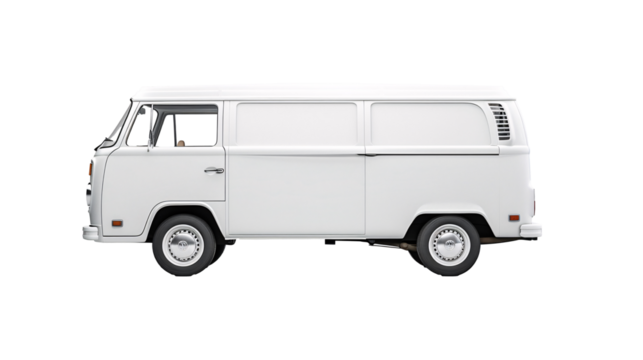 a white van with black wheels