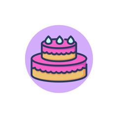 Birthday cake line icon. Party, cream, celebration outline sign. Sweet desserts and bakery concept. Vector illustration for web design and apps