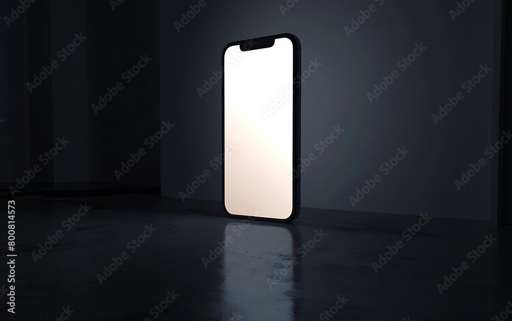 Aufkleber Design an illustration of a handphone mock-up illuminated by soft light in a studio setting with a white screen