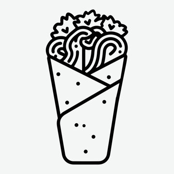 recommend clip art: Chicken wrap outline icon vector