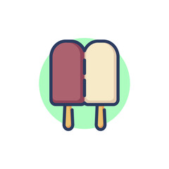 Double ice cream on stick line icon. Cold, milk, product outline sign. Dessert and food concept. Vector illustration for web design and apps