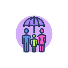 Family protection line icon. Life, relative, securing outline sign. Life insurance and security concept. Vector illustration for web design and apps