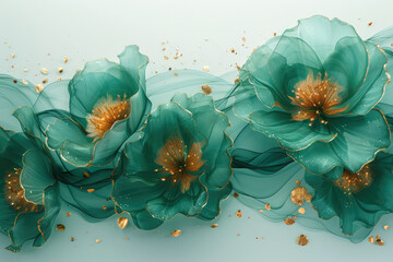  3D green flower pattern. Created with Ai - Powered by Adobe
