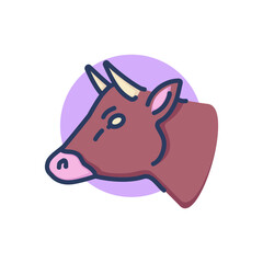 Head of cow line icon. Cattle, animal, meat outline sign. Diary product, farming, agriculture concept. Vector illustration for web design and apps
