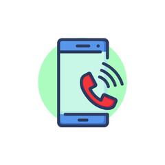 Incoming call thin line icon. Smartphone, mobile phone, telephone, ring outline sign. Communication, online service concept. Vector illustration for web design and apps