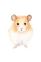 A cute, cartoon illustration of a hamster looking at the viewer with its head tilted slightly to the right