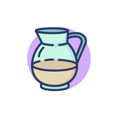 Jug of milk line icon. Glass pitcher, jar, drink outline sign. Diary product, farming, organic food concept. Vector illustration for web design and apps