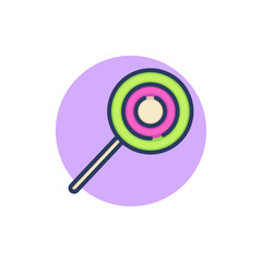 Lollipop on stick line icon. Kid, caramel, flavor  outline sign. Sweet desserts and candy concept. Vector illustration for web design and apps