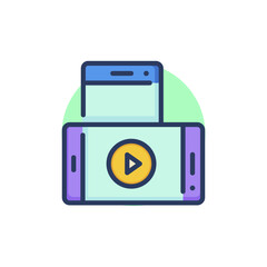 Multimedia content line icon. Smartphone, online player, video outline sign. Communication, streaming concept. Vector illustration for web design and apps