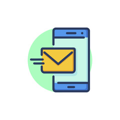 New message line icon. Smartphone, receiving letter, envelope outline sign. Communication, messenger, email concept. Vector illustration for web design and apps