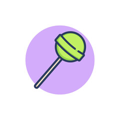 Round lollypop on stick line icon. Children, flavor, caramel outline sign. Sweet desserts and candy concept. Vector illustration for web design and apps