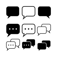 black and white speech bubbles set