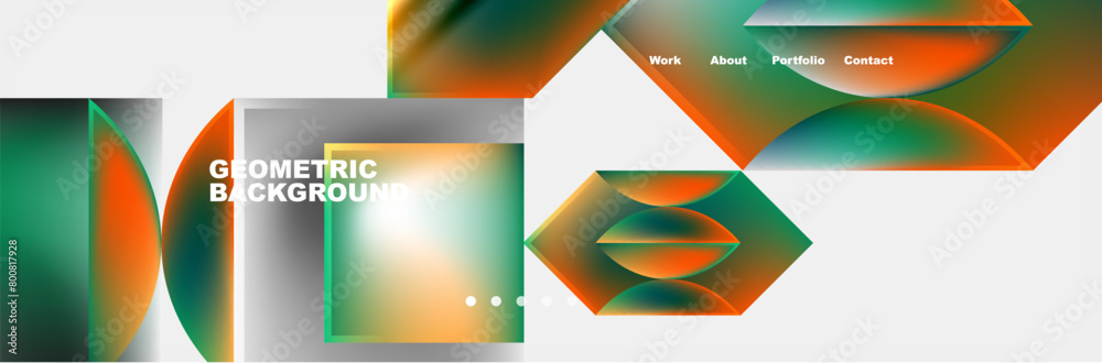 Poster A vibrant display of geometric shapes including rectangles and triangles in varying tints and shades of amber on a white background, showcasing symmetry and artistic patterns