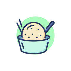 Sundae bubble in bowl line icon. Summer, spoon, milk outline sign. Dessert and ice cream concept. Vector illustration for web design and apps