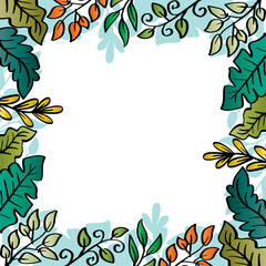 Square frame with beautiful floral.  Vector illustration.