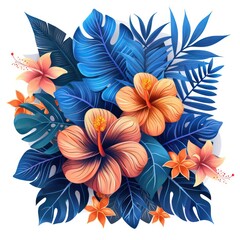 exotic plants and flowers with blue leaves