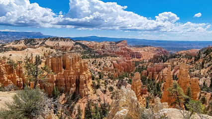 Scenic aerial view of Boat Mesa and massive hoodoo wall sandstone rock formation on Fairyland...