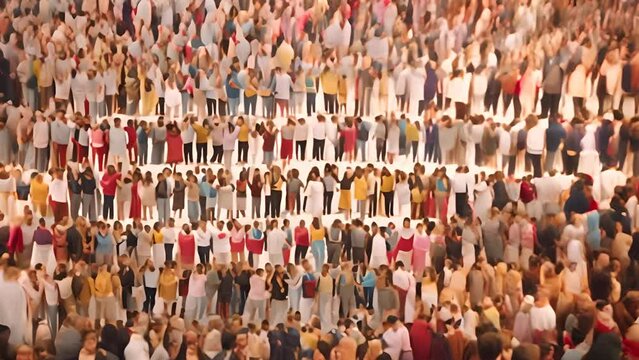 Large Crowded Group Standing Together at Event Generative AI