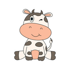 Cute cow illustration design isolated in white background
