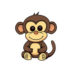 Cute monkey illustration design isolated in white background