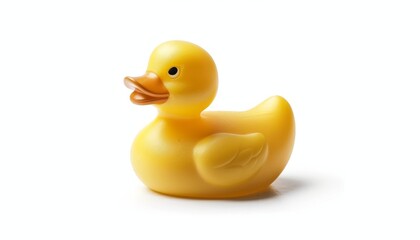 Baby s swimming toy a rubber duck isolated on white