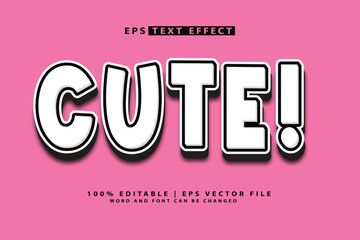 Cute text effect template text font with 3d text mockup, 