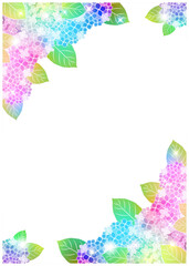 あじさい、梅雨、花、フレーム、かわいい、6月、虹色、対角