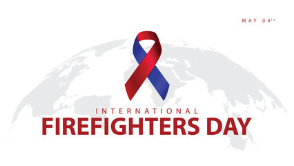 International firefighters day. Vector illustration of awareness ribbon in blue and red colors. Suitable for banners, web, social media, greeting cards etc