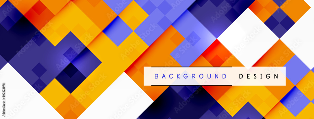Leinwandbilder a vibrant and artistic design with colorful orange, blue, and white squares, rectangles, and triangl