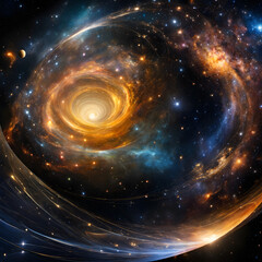 Ethereal Spiral Galaxy Dances in Star-Speckled Cosmic Void