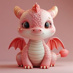 dragon in the 3D illustration style cute kawaii