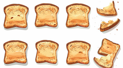 Tasty toasted bread on white background top view Vector