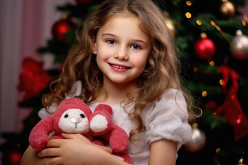 cute little girl celebrating Christmas festival