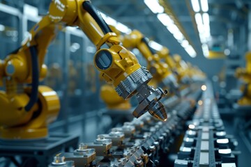 AIdriven automation streamlines manufacturing processes, reducing errors and increasing production efficiency, a significant leap forward in industrial operations, background concept