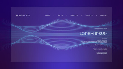 BACKGROUND 95 LANDING PAGE DESIGN WITH GLASSY BACKGROUND MODERN WIREFRAME  GLASS MORPHISM STYLE