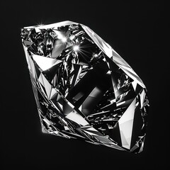 In the stark contrast of black and white, a hyper-realistic diamond glimmers on a midnight canvas, radiating timeless elegance