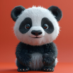 panda in the 3D illustration style cute kawaii