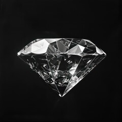 In the stark contrast of black and white, a hyper-realistic diamond glimmers on a midnight canvas, radiating timeless elegance