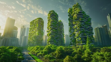 Fototapeta premium A city street with a lot of greenery and trees