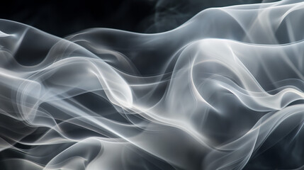 Obraz premium Capturing the smooth, wave-like motion of smoke that resembles the flowing delicacy of silk on a dark backdrop