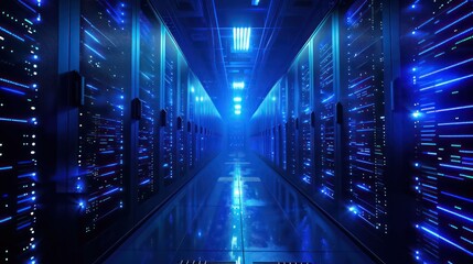 In the heart of the digital realm, an artificial intelligence data center hums with computational prowess, processing the future's possibilities