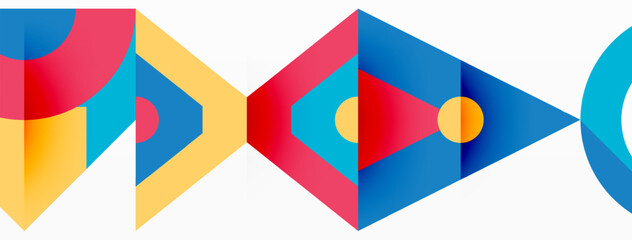 Obraz premium A creative art piece featuring a row of geometric shapes such as rectangles, triangles, and circles in tints and shades of electric blue on a white background, showcasing symmetry and patterns