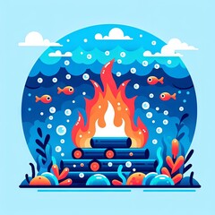 Fire under the ocean