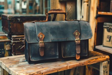 Briefcase made of leather - obrazy, fototapety, plakaty