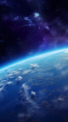 Fototapeta premium View of Earth from space with stars and galaxies in the background