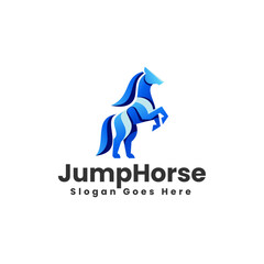 Vector Logo Illustration Jump Horse Gradient Colorful Style