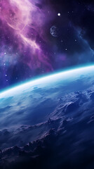 Fototapeta premium View of Earth from space with stars and galaxies in the background