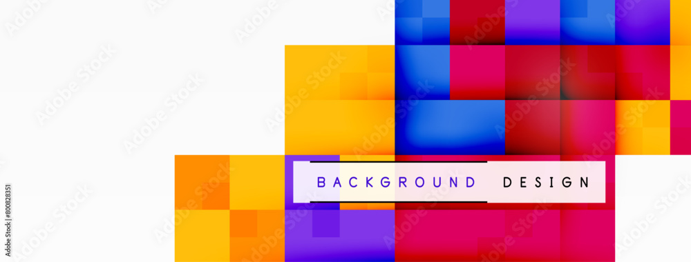 Poster A vibrant display with colorful squares in electric blue and magenta, creating a pattern of parallel rectangles with symmetry on a white background