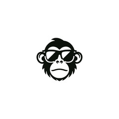 cool monkey wearing eyeglass logo vector illustration template design © katsumatakun